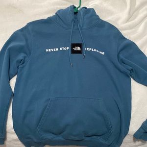 dark teal/blue north face hoodie